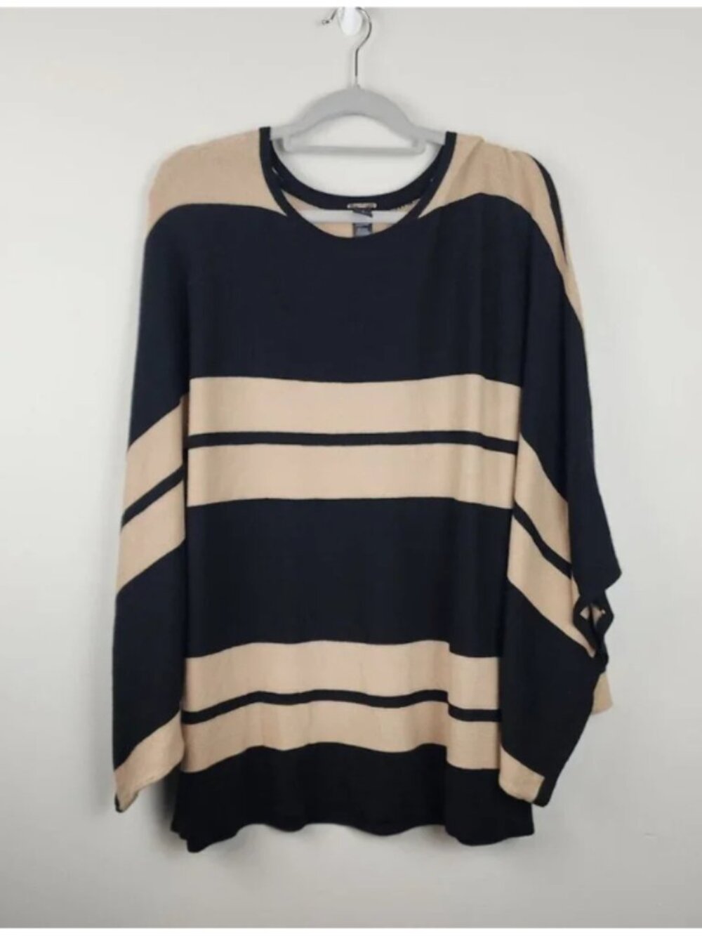 Black Label by Chico's Cashmere Blend Neutral/Black Striped Sweater Size 1 (Med)